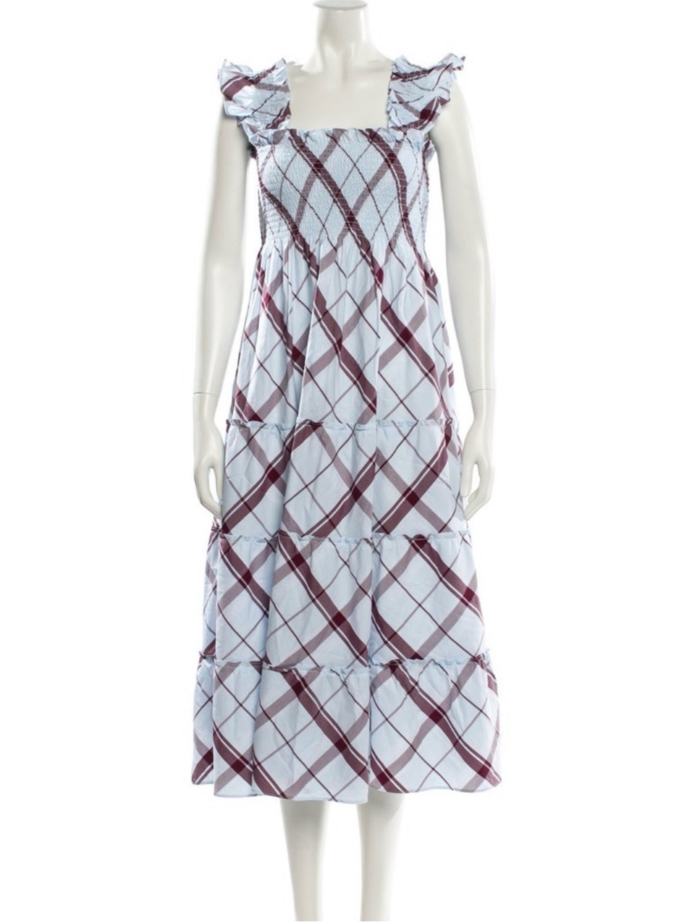 Hill house NAP dress Sz L in Light Blue and Maroon